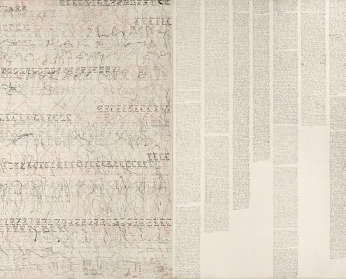 Marlies_Beth, Aus der Serie Tagebücher , Diptych., Mischtech./Leinw., 70x100 cm